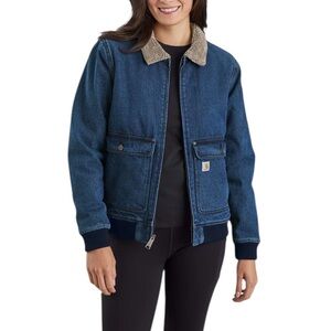 Carhartt Rugged Flex Relaxed Fit Sherpa-Lined Chore Barn Denim Jacket Blue M